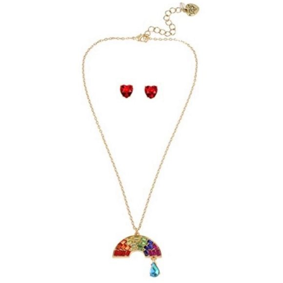 NWT Rainbow Charm Necklace & Heart Earring Set - Picture 10 of 10